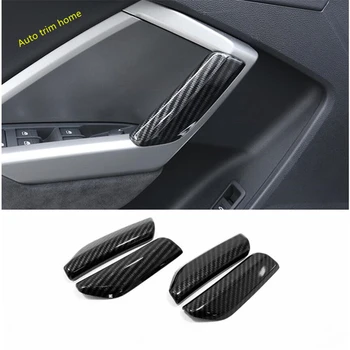 Interior Refit Kit Ușă Interioară Cotiera Balustrada Butonul Trageți Capacul Ornamental Se Potrivesc Pentru Audi Q3 2019 2020 2021 Mat / Aspect Fibra De Carbon