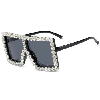 Moda Supradimensionate Piața Diamant Colorate ochelari de Soare pentru Femei Brand de Lux de Design Mare Cadru Ochelari de Soare Femei UV400 Nuante
