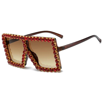 Moda Supradimensionate Piața Diamant Colorate ochelari de Soare pentru Femei Brand de Lux de Design Mare Cadru Ochelari de Soare Femei UV400 Nuante