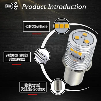 2x 1.86 W LED Upgrade Bec Pentru Miniatură Stradă lanterne P13.5S CSP chips-uri de 3V DC4.5V-Lanterna LED-uri de schimb Becuri Galbene
