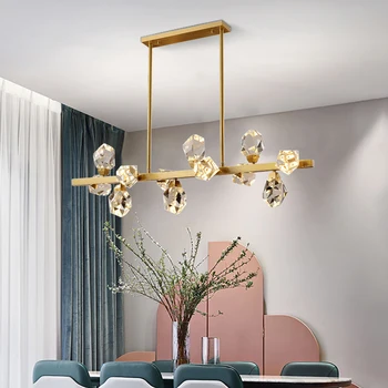 Modern cerc/dreptunghi candelabru de iluminat living sala de mese de cristal agățat lampă insula de bucatarie corpuri de iluminat de interior