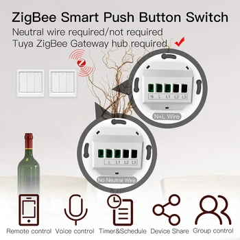Tuya Zigbee Smart Switch Buton Întrerupător de Lumină Fără Fir Neutru și N+L este Necesar ,Alexa Google Acasa Compatibil