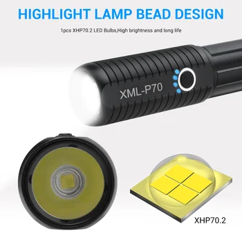 BORUiT W557 XHP70.2 LED-uri Lanternă Puternică 3000LM 5-Modul Lanterna Reîncărcabilă 18650/26650 rezistent la apa Lanterna pentru Vanatoare Camping