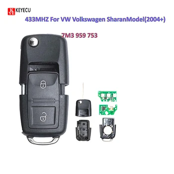 Keyecu Pliere Flip Telecomanda Cheie Auto cu Gol Lama + Cip ID48 7M3 959 753 433MHZ Pentru VW Volkswagen Sharan Model (2004+)