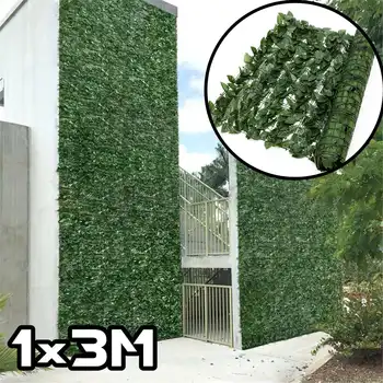 1x3M Planta Perete Artificial Gazon Cimișir Speculative Gradina Curte Decor Acasă Simulare Iarba de Gazon Covor de Gazon cu Flori în aer liber perete