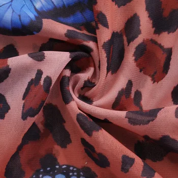 Joskaa leopard fluture Plasă Tipărite off-Umăr flare Sleeve body tinutele sexy casual clubwear pentru femei Costum din două Piese