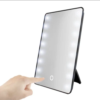 Oglindă De Machiaj Cu 16 Led-Uri Oglindă Cosmetică Cu Apăsați Întrerupătorul Cu Baterii Suport Pentru Masă De Top Baie Dormitor Călătorie