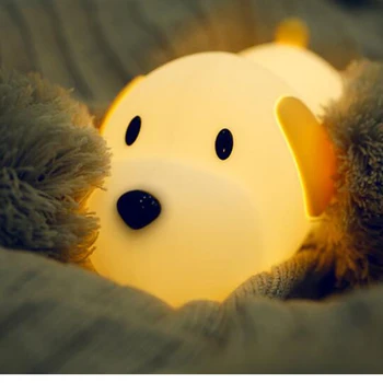 LED Lumina de Noapte Silicon Câine Senzor Tactil Estompat Timer Catelus Lampa USB Reîncărcabilă Dormitor Lampă de Noptieră pentru copii Copii Copii