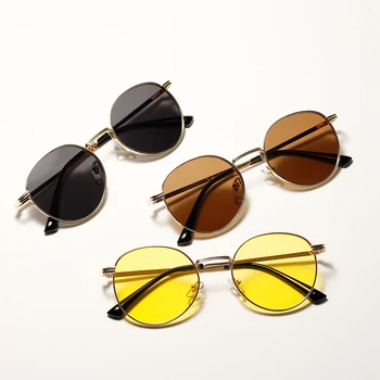 Peekaboo femei ochelari de soare retro de metal bărbați vară, roșu, aur galben negru rotund ochelari de soare de sex masculin cadouri uv400 cerc cadru