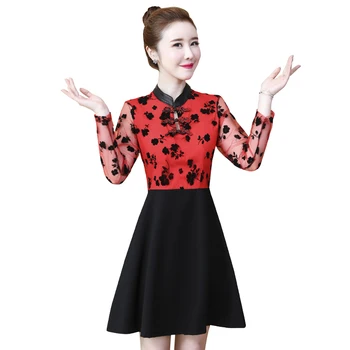 HAYBLST Brand Rochie Femei 2020 Nouă Primăvară Plus Dimensiune 4XL Elegant Vestidos Mânecă Lungă Pierde coreean Stysle Plasă de Mozaic Îmbrăcăminte