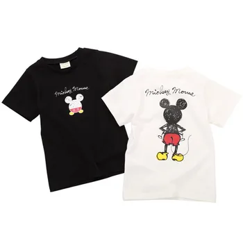 Disney noi Mickey Mouse tipărite respirabil T-shirt băiat solid de culoare de haine pentru copii de vară pentru copii cu mânecă scurtă cămașă de corp