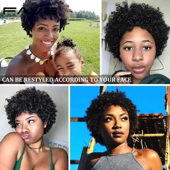 FAVE Scurt Peruca Afro Spiral Curl Păr Uman, Peruci Pentru Femei de culoare Remy Brazilian Păr Scurt Afro Pervers Cret Umane Peruca 6.5 Cm