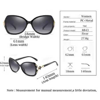 YUNSIYIXING Femei ochelari de Soare Polarizat Ochelari Anti-Orbire Moda Fluture UV400 de Lux ochelari de Soare Pentru Femei 2020 Ochelari de 8843