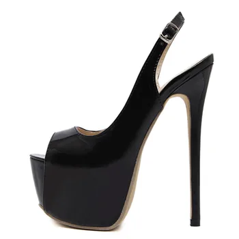 2019 Femei Vara 16cm Super Tocuri inalte Nebun Stiletto Fetish Sandale Sexy Peep-Toe Black Dress Stripteuză Tocuri Pantofi de Moda