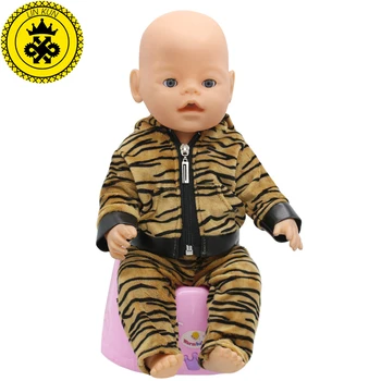 Tiger Jachete și Pantaloni de Costum Rochie Papusa Haine se potrivesc 43cm Baby Doll Haine și 17inch Papusa Accesorii Handmade 186