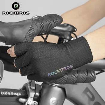 ROCKBROS Biciclete MTB Mănuși de Primavara-Vara cu Bicicleta Mănuși Deget și Jumătate SBR Pad Biciclete Goves Bărbați Femei Respirabil rezistent la Șocuri Mănuși