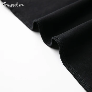 Supradimensionat Negru Tricotate Rochie de Bumbac Plus Dimensiune 7XL 5XL 6XL 3XL 4XL XXL Primăvară Cădea Liber Casual Slit Lung Maxi Rochii Pentru Femei