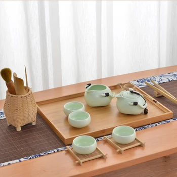 Lemn Tava De Servire Ceai Kung Fu Tacâmuri, Tăvi De Stocare Palet Platou Cu Fructe De Decorare 6 Dimensiuni De Mâncare Japoneză Bambus Dreptunghiulare