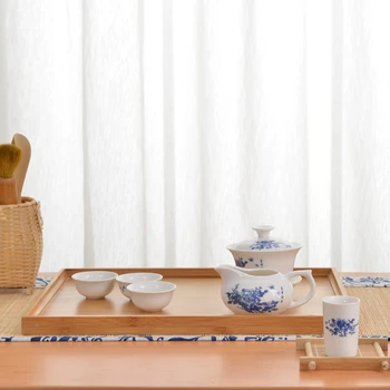 Lemn Tava De Servire Ceai Kung Fu Tacâmuri, Tăvi De Stocare Palet Platou Cu Fructe De Decorare 6 Dimensiuni De Mâncare Japoneză Bambus Dreptunghiulare