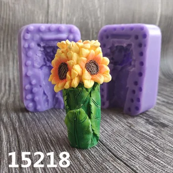 PRZY 3D Flori de Mucegai Silicon Lumânare Mucegai Tort Mucegai Silicon Lalea de Floarea soarelui, Crin Flori de Mucegai Lut Rasina Matrite