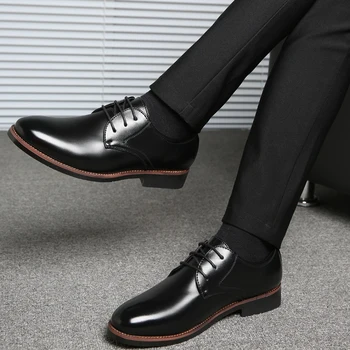 ROXDIA mens pantofi rochie din piele PU pentru omul de afaceri formal de muncă de sex masculin pentru bărbați oxford flats a subliniat deget de la picior RXM073 dimensiune 39-48
