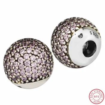 Fabulos Argint 925 Clipe Deschide Brățări pentru Femei Bijuterii Fine cu Două Dopuri & Pink CZ Deschide CAPACE FLB046B