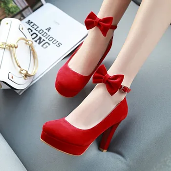2018 Noua Moda Roșii cu toc Înalt Pantofi Femei Impermeabil Mireasa pentru Femei Pantofi Single Pantofi Personalizate Dimensiune Cod 31 32 33 44 45 46 47