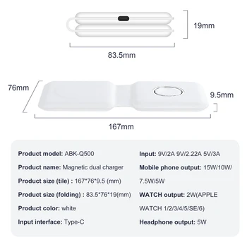 Magsafing Desktop Stand Pliante Magnetic Dual-Taxa Pentru iPhone 12 Pro Max 15W Rapid de Încărcare Wireless Cu AirPods Ceas Titularului