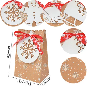 12buc Cutie de Cadou de Crăciun Fulg de nea Cadou Pungă de Hârtie Kraft Cutie de Bomboane Alimente Cookie Cutie de Ambalaj De Crăciun, Ziua de naștere Favoruri de Partid