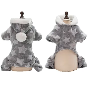Tipărite Steaua Câine Pijamale Cald Fleece Animale De Companie Haine Pentru Câini De Talie Mică Iarna Salopeta Salopete Pentru Chihuahua Bulldog, Pug Paltoane Hanorace