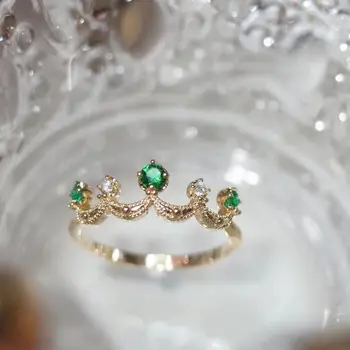 Original designer de măiestrie smarald coroana spumante de deschidere inel reglabil retro de lux lumina farmecul doamnelor bijuterii de argint