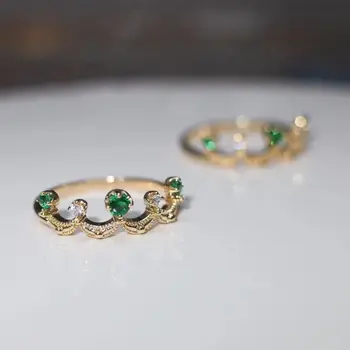 Original designer de măiestrie smarald coroana spumante de deschidere inel reglabil retro de lux lumina farmecul doamnelor bijuterii de argint
