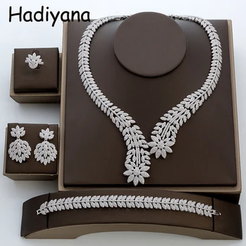 Hadiyana Moda Flori Cluster Diy Bijuterii de Luare a Stabilit Noi Cubic Zirconia Colier Statement Indian Moda Bijuterii Seturi de TZ8031
