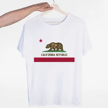 O-Neck Mâneci Scurte de Vară de Moda Casual Unisex, Femei și Bărbați Tricou pentru Bărbați California Republica Epocă California Suporta T-shirt