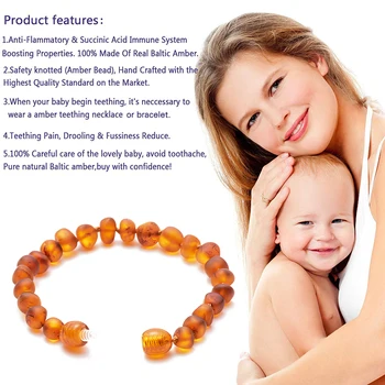 Coniac Ambers Dentiție Copii Brățări Brățări Certificat de Autenticitate Natural Veritabil Baltice Ambers Margele Bratari pentru Baieti Fata