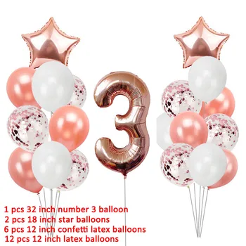 21pcs Numărul 3 Ani Fericit Ziua de nastere a Crescut de Aur Baloane Decoratiuni de Partid 3rd Birthday Sunt Trei Fete Treia Consumabile