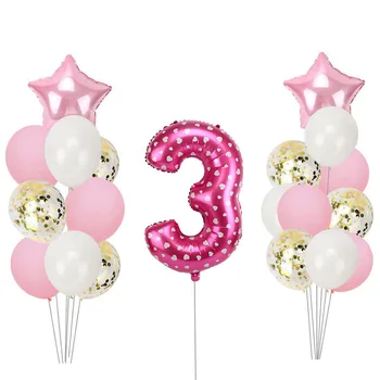 21pcs Numărul 3 Ani Fericit Ziua de nastere a Crescut de Aur Baloane Decoratiuni de Partid 3rd Birthday Sunt Trei Fete Treia Consumabile
