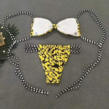 Leopard Bikini 2019 Dungi de Costume de baie Femei Bandaj de Imprimare de costume de Baie bikini brazilian Push-up Costum de Baie Tanga Maillot de bain