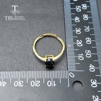 TBJ,Negru Opal Etiopian tăiat Oval 6*8mm natural piatră de inel clasic din argint 925 pietre semipretioase bijuterii cu cutie de cadou