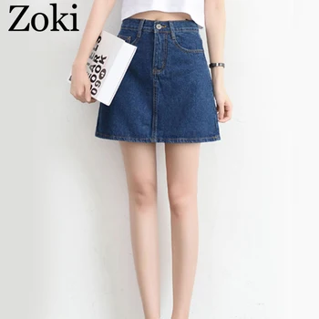 Zoki Sexy Femei Denim Fusta Mini De Vară De Moda De Talie Mare Coreeană Negru Fusta Albastru Pachet Șold Blugi Harajuku Plus Dimensiune Bumbac