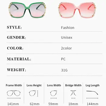 2020 Trendul Supradimensionat ochelari de Soare pentru Femei Brand de Lux Piata Mare Ochelari de Soare de sex Feminin Gradient Eyeware Roz Verde Gafas de sol