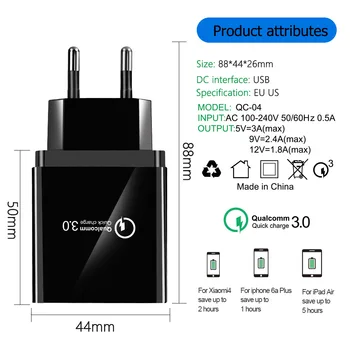 Oklarich QC3.0 Ue Ne Adaptor 4 USB Multi-gura de Încărcare Rapidă Capul 5.1 Un Fast-încărcare Încărcător de Telefon Mobil, 4 Încărcătoare USB