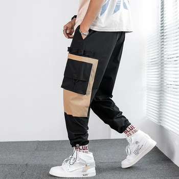 2020 Hip Hop Băiat Multi-buzunar de Design de Talie Elastic Harem Pant Barbati Streetwear Punk Casual Pantaloni Jogger de sex Masculin Pant