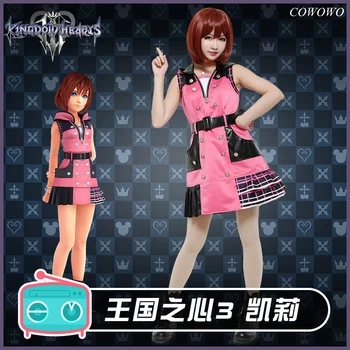 Anime!Kingdom Hearts 3 Kairi Costum De Luptă Roz Rochie Sexy Frumoasa Uniformă Cosplay Costum Costum De Halloween Pentru Femei Cu Transport Gratuit