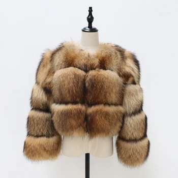 Femeie de moda real, natural blană de raton scurt haină de blană pentru iarnă 2020 real haină de blană
