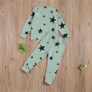 Pijamale copii Set Toddler Fată Băiat Star Print T-Shirt și Pantaloni Set Toamna Iarna Haine Sleepwear