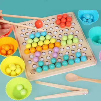 Montessori din lemn jucărie mână de formare creier clip margele puzzle bord joc de matematica copil de educație timpurie pentru copii jucarii