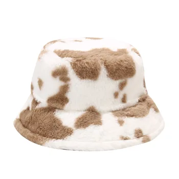 Iarna noi de Imprimare de Vacă de Pluș Găleată Pălării pentru Femei Turism în aer liber Cald Pălărie Moale de Catifea Pescar Capac Doamna de Moda Panama Prezent