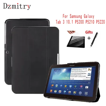 PU Piele Flip-Caz Stand Pentru Samsung Galaxy Tab 3 10.1 GT-P5200 P5210 P5220 Tableta Auto Wake/Sleep Cover+Folie de Protectie+Pen