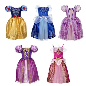 Fete Rochie De Printesa Copiii Șifon Rochii Cenusareasa, Rapunzel, Aurora, Belle Vestidos Fete Cosplay Costum Albă Ca Zăpada